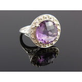 Amethyst Quartz Gemstone Sterling Silver Ring - Size 7.75