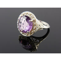 Amethyst Quartz Gemstone Sterling Silver Ring - Size 7.75