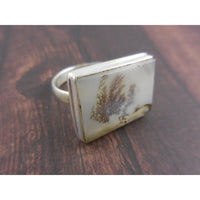 Dendritic Agate Sterling Silver Ring - Size 8.5