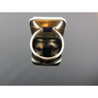 Lapis Gemstone Pyramid Sterling Silver Ring - Size 7.5