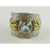 Blue Topaz Sterling Silver & Brass Ring – Size 9.25