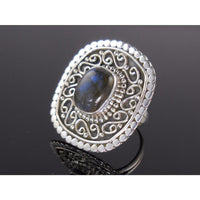 Labradorite Gemstone Sterling Silver Ring - Size 6.0