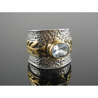Blue Topaz Sterling Silver & Brass Ring – Size 9.25