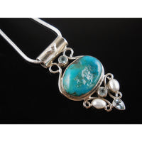 Turquoise & Blue Topaz Sterling Silver Pendant/Necklace