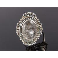 Rutilated Quartz Sterling Silver Ring - Size 8.5