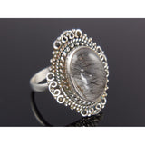 Rutilated Quartz Sterling Silver Ring - Size 8.5