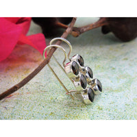 Smoky Topaz 3-Stone Sterling Silver Earrings