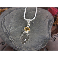 Rutilated Quartz and Citrine Gemstone Sterling Silver Necklace