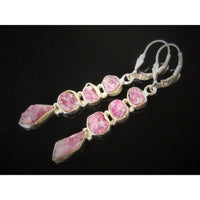 Pink Tourmaline 4-Stone (Rough) Sterling Silver Earrings