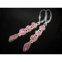 Pink Tourmaline 4-Stone (Rough) Sterling Silver Earrings
