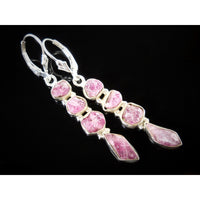 Pink Tourmaline 4-Stone (Rough) Sterling Silver Earrings