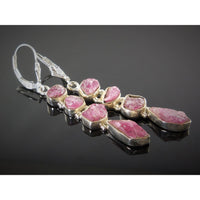 Pink Tourmaline 4-Stone (Rough) Sterling Silver Earrings