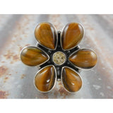 Tiger's Eye and Citrine Quartz Sterling Silver Ring - Size 7