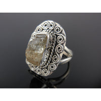 Labradorite Rough Sterling Silver Ring - Size 8.0