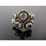 Amethyst Quartz and Moonstone Sterling Silver Ring - Size 6.5
