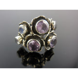 Amethyst Quartz and Moonstone Sterling Silver Ring - Size 6.5