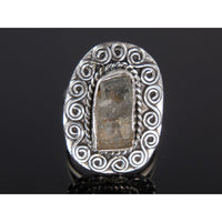 Labradorite Rough Sterling Silver Ring - Size 8.0