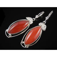 Carnelian Sterling Silver Leaf Earrings