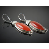 Carnelian Sterling Silver Leaf Earrings