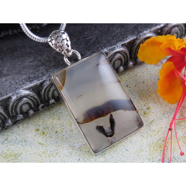 Montana Agate Sterling Silver Pendant/Necklace