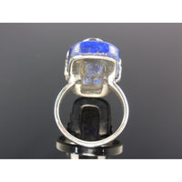 Lapis Cabochon Gemstone Filligree Sterling Silver Ring - Size 6.50