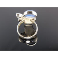 Kyanite, Moonstone Rough, and Blue Topaz Sterling Silver Ring - Size 7.25
