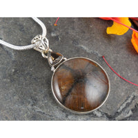 Chiastolite & Smoky Topaz Sterling Silver Pendant/Necklace