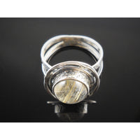 Golden Rutilated Quartz Sterling Silver Ring – Size 8.0
