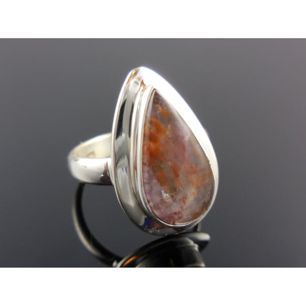 Cacoxenite Mineral Cabochon Sterling Silver Ring - Size 6.5