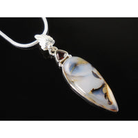 Montana Agate & Garnet Sterling Silver Pendant/Necklace