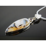 Montana Agate & Garnet Sterling Silver Pendant/Necklace