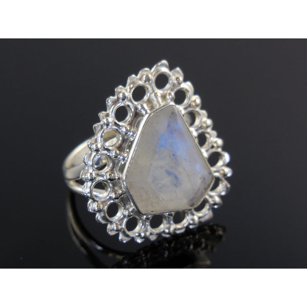 Moonstone Sterling Silver Ring - Size 8.75