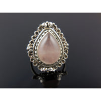 Rose Quartz Gemstone Sterling Silver Ring - Size 6.25