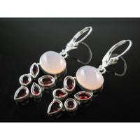 Rose Quartz & Garnet Sterling Silver Earrings