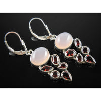Rose Quartz & Garnet Sterling Silver Earrings