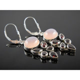 Rose Quartz & Garnet Sterling Silver Earrings