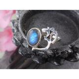 Labradorite Sterling Silver Ohm Ring – Size 7.75