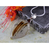 Montana Agate & Garnet Sterling Silver Pendant/Necklace