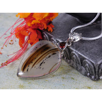 Montana Agate & Garnet Sterling Silver Pendant/Necklace