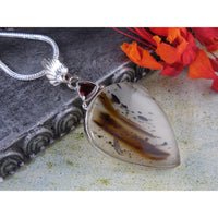 Montana Agate & Garnet Sterling Silver Pendant/Necklace
