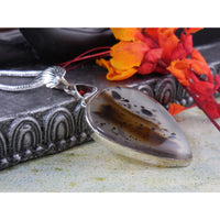 Montana Agate & Garnet Sterling Silver Pendant/Necklace
