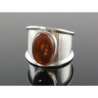 Fire Agate Sterling Silver Ring – Size 7.5