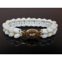 Handwoven Amazonite Gemstone with Vermeil Box Clasp Bracelet