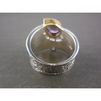 Amethyst Two-Tone 14kt Gold-Over-Sterling (Vermeil) & Sterling Silver Ring - Sizes 6.5-9.5