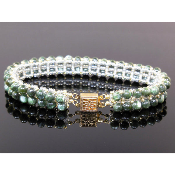 Handwoven Seraphinite Bracelet w/14kt Gold-Filled Box Clasp