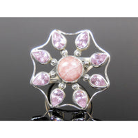 Rhodochrosite & Kunzite Gemstone Sterling Silver Ring - Size 8.50