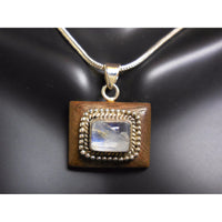 Moonstone & Wood Sterling Silver Pendant/Necklace