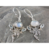 Moonstone & Blue Topaz Sterling Silver Fairy Earrings
