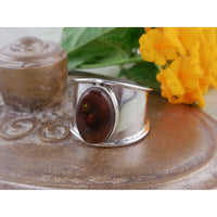 Fire Agate Sterling Silver Ring – Size 7.5