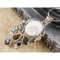 Shiva Eye, Smoky Topaz, & Onyx Sterling Silver Pendant/Necklace